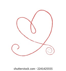 Hand sketch drawing red line heart, Love doodle isolated on white background - Vector illustration