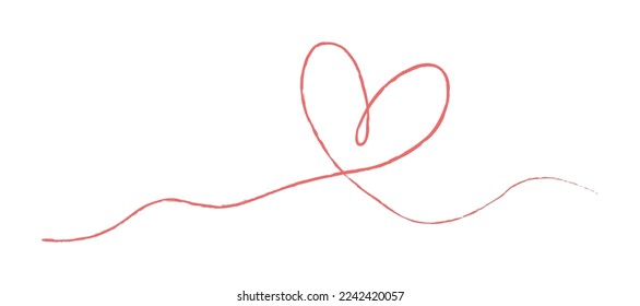 Hand sketch drawing red line heart, Love doodle isolated on white background - Vector illustration