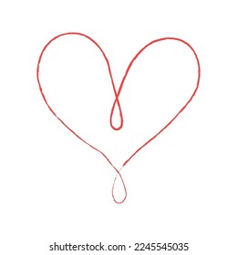 Hand sketch drawing red line heart, Love doodle isolated on white background - Vector illustration