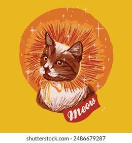 dibujo a mano dibujado linda reina gato cartel Fondo de pantalla telón de fondo camiseta sudadera gráfico colocación impresión Vector de moda ilustración