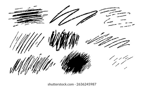 croquis à la main éléments textures griffonnées encre noire abstrait pinceau art