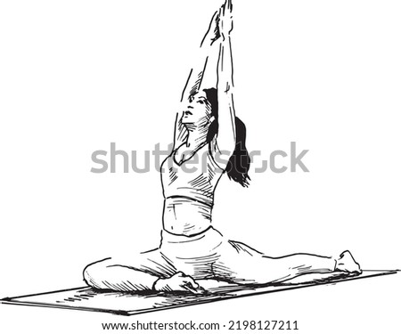 Hand sketch of an exercising woman. Vector illustration. Foto stock © 
