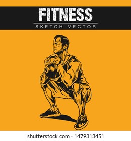 Hand sketch of Fitness. Vector illustration