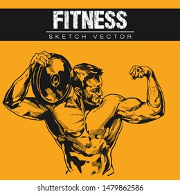 Hand sketch of Fitness. Vector illustration