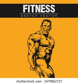 Hand sketch of Fitness. Vector illustration