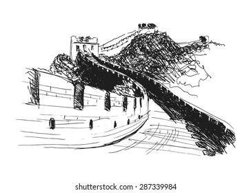 Hand Sketch The Great Wall Of China