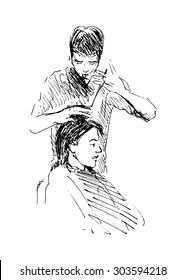 hand sketch hairdresser