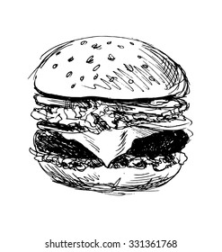 hand sketch hamburger