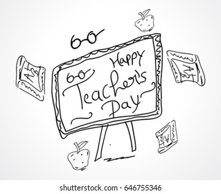 hand sketch happy teachers day card design vector illustration 