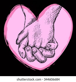 hand sketch holding hands