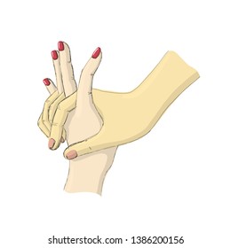 Hand sketch holding hands. Vector illustration, colorful art. Hands of two lovers - man and woman