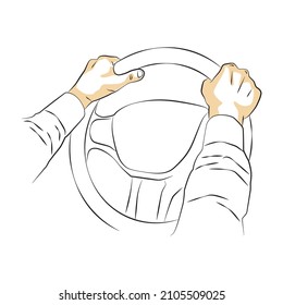 hand sketch holding the steering wheel