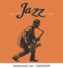 Hand sketch of Jazz Musician. Vector illustration