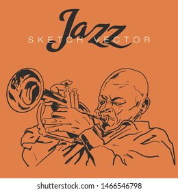 Hand sketch of Jazz Musician. Vector illustration