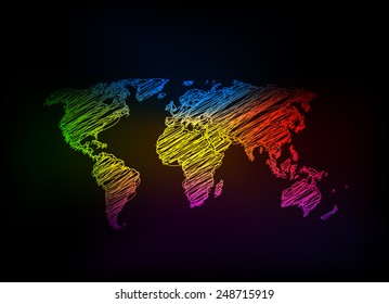 Hand sketch light world map, easy all editable