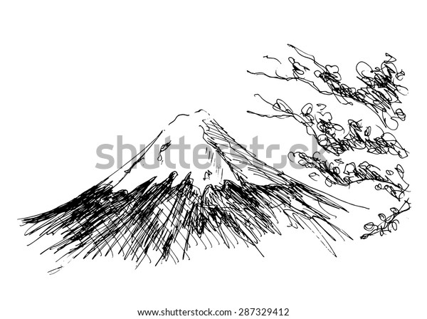 Hand Sketch Mount Fuji Stock Vector (Royalty Free) 287329412