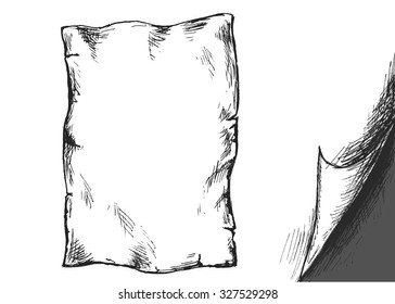 hand sketch old paper and folded corner