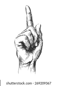 hand sketch of hand with pointing finger