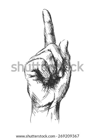 Hand Sketch Hand Pointing Finger Stock Vector (Royalty Free) 269209367