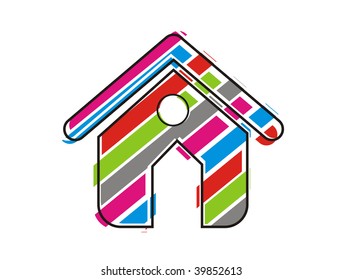 hand sketch rainbow home Icon with christmas background, vector illustration for xmas
