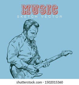 Hand sketch of Rock Musician. Vector illustration