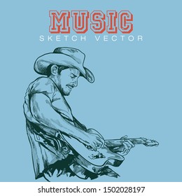 Hand sketch of Rock Musician. Vector illustration