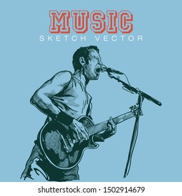 Hand sketch of Rock Musician. Vector illustration