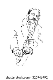 hand sketch saxophonist