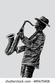 Hand sketch saxophonist