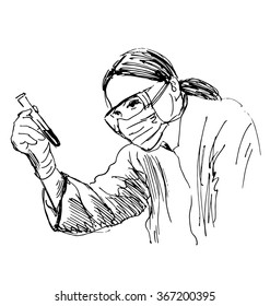 Hand sketch scientist