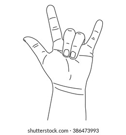Hand sketch show I Love You symbol vector