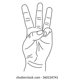 Hand sketch show number three vector