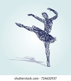 Hand sketch silhouette ballet dancer