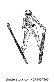 hand sketch ski jumper