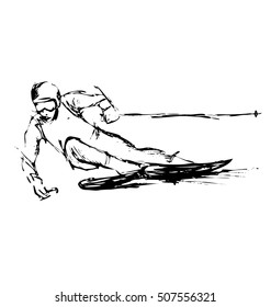 Hand sketch skier. Vector illustration