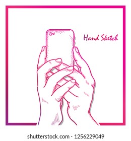 hand sketch with smart phone