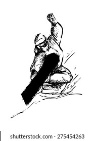 hand sketch snowboarder