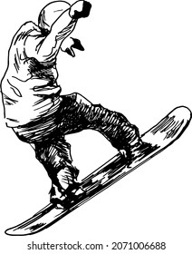Hand sketch snowboarder. Vector illustration.