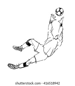 Hand sketch soccer goalkeeper. Vector illustration