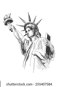 Hand sketch Statue of Liberty. Vector illustration