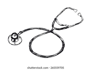 hand sketch stethoscope