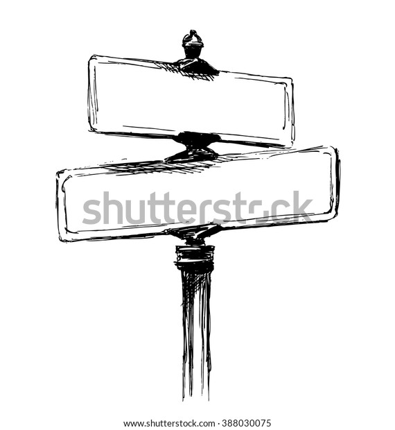 Hand Sketch Street Signs Vector Illustration Stock Vector (Royalty Free