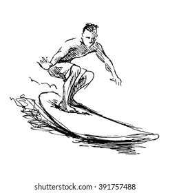 Hand sketch Surfer