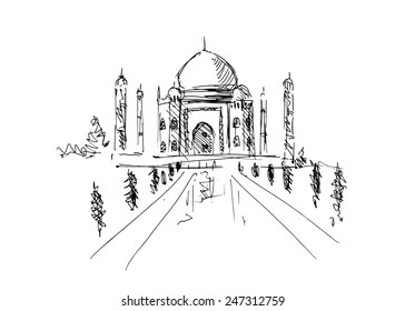 Hand Sketch Taj Mahal