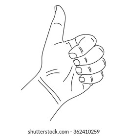 Hand sketch thumb up vector