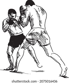 Hand sketch of two boxers. Vector illustration.