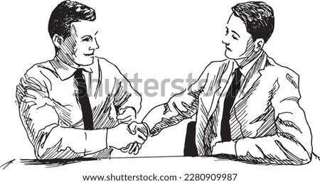 Hand sketch of two businessmen. Vector illustration.