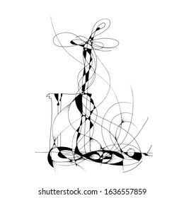 Hand sketch. Vector line. Black and white abstraction. Silhouettes