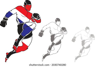 Hand sketch vector of Muay Thai or Thai Boxing.  Self defense art.