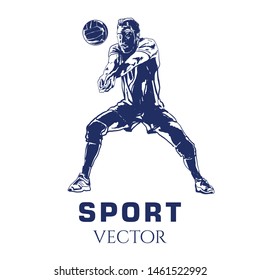 Hand sketch volleyball player. Vector illustration